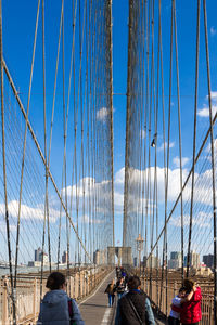 Low angle view of suspension bridge