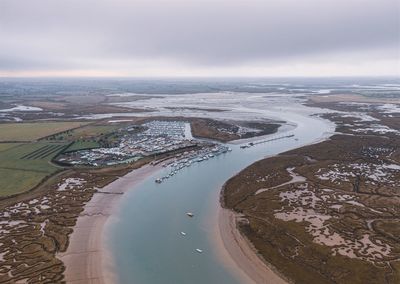 Aerial view of sea against sky