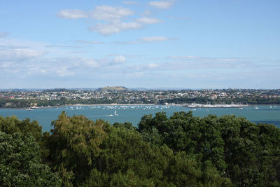 View of river with buildings in background