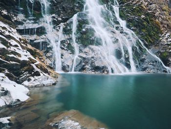 Scenic view of waterfall