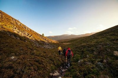 Woman hiking on mountain