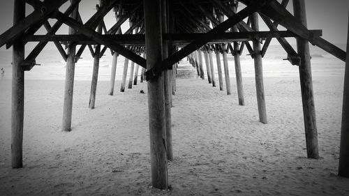 Pier in row at night