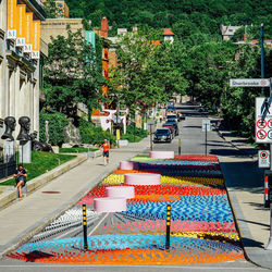 High angle view of city street