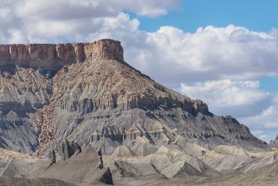 Panoramic view of rock formations against sky