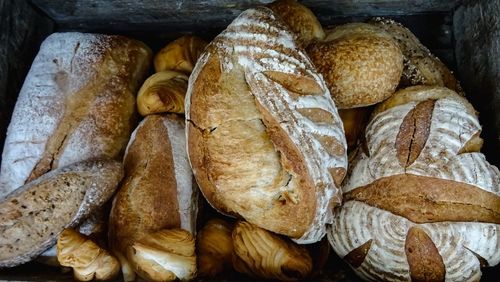 High angle view of bread in store