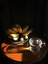 Close-up of illuminated candles on table