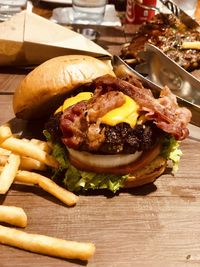 Close-up of food on table