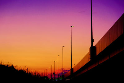 Silhouette of road at sunset