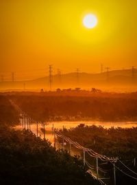 Scenic view of landscape against sky during sunset