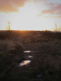 Scenic view of landscape against sky during sunset