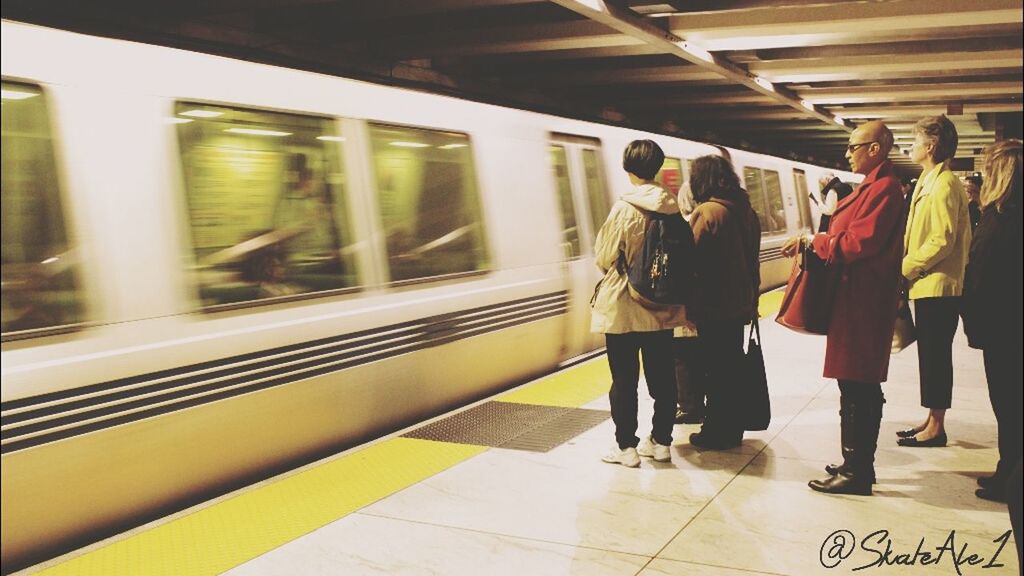 public transportation, railroad station platform, railroad station, transportation, rail transportation, train - vehicle, indoors, railroad track, passenger train, travel, passenger, subway station, train, mode of transport, public transport, subway train, lifestyles, men, journey