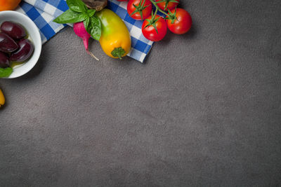 High angle view of multi colored candies on table