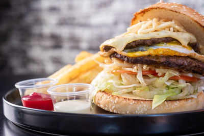 Close-up of food on table