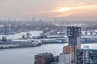 Late afternoon in rotterdam harbour