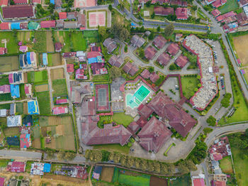 High angle view of buildings in city