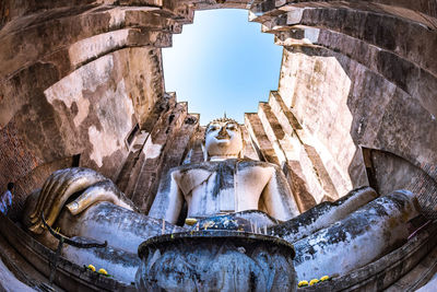 Low angle view of statue against the sky