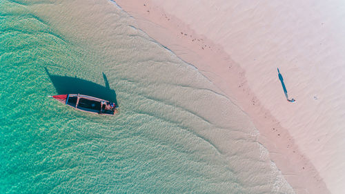 High angle view of people on beach