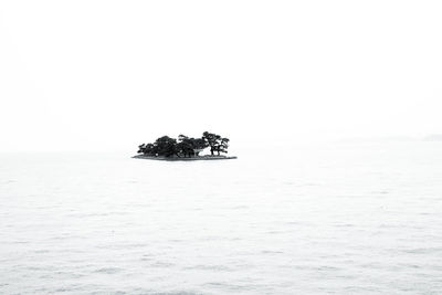 Boat in sea against clear sky