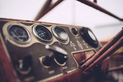 Close-up of abandoned car