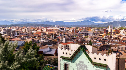 High angle view of townscape against sky