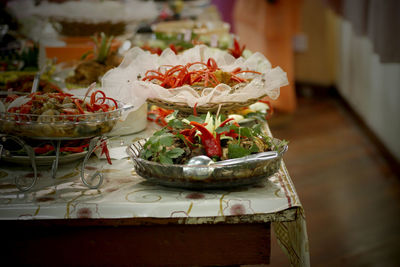 Close-up of vegetables in bowl on table