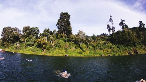 Scenic view of lake against sky