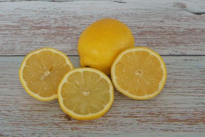 High angle view of oranges on table