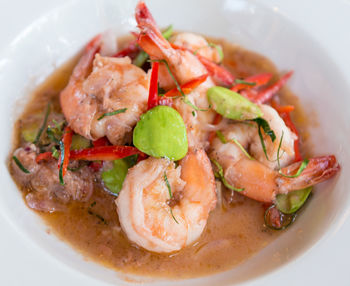 Close-up of seafood served in plate