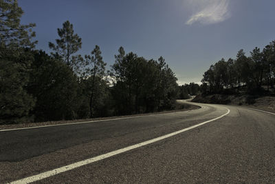 Road by trees against sky