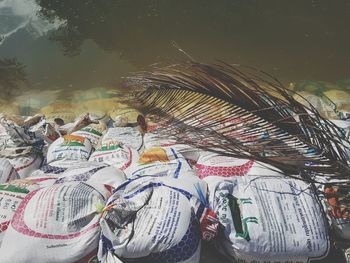 Full frame shot of fish for sale in market