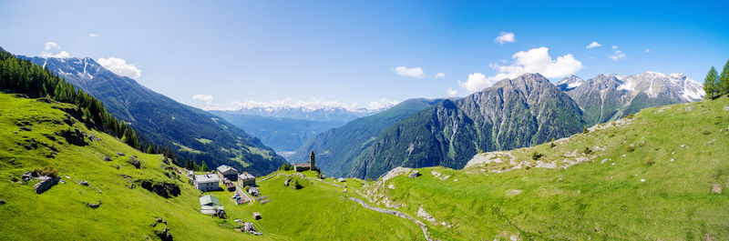 Panoramic view of landscape and mountains against sky