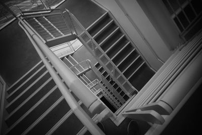 High angle view of staircase in building