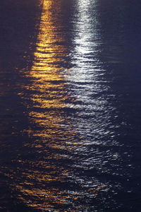 High angle view of sea at sunset