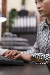 Young woman using laptop