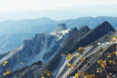 Scenic view of mountains against clear sky