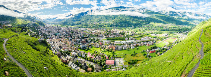 High angle view of townscape