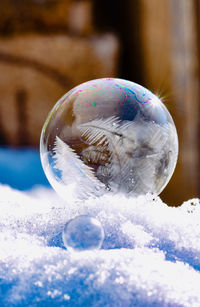 Close-up of bubbles in ice