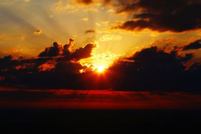 Scenic view of dramatic sky during sunset