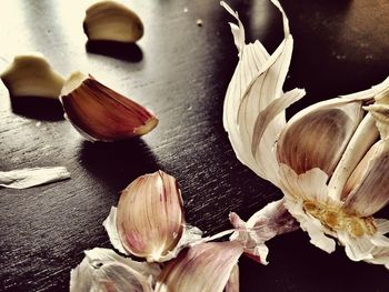 Close-up of garlic on table
