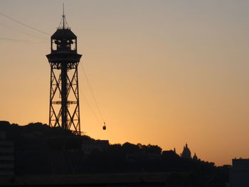 Low angle view of silhouette building against sky during sunset