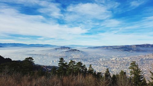 Scenic view of mountains against sky