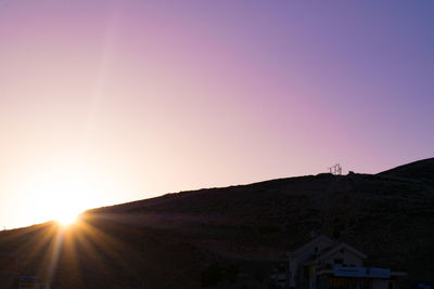 Scenic view of silhouette mountains against sky at sunset