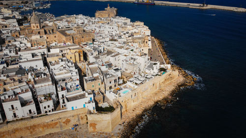 High angle view of buildings in city