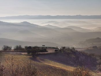 Scenic view of mountains against sky