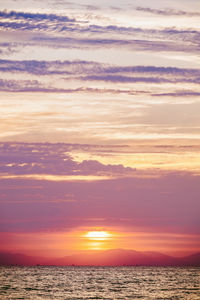 Scenic view of sea against sky at sunset