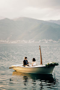 Boat in sea against sky