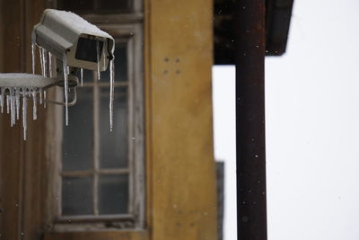 Close-up of water drops on snow