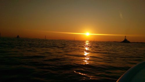 Scenic view of sea during sunset