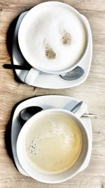 High angle view of coffee on table