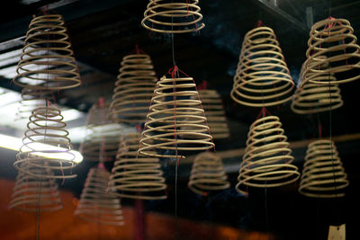 Spiral incenses hanging in temple